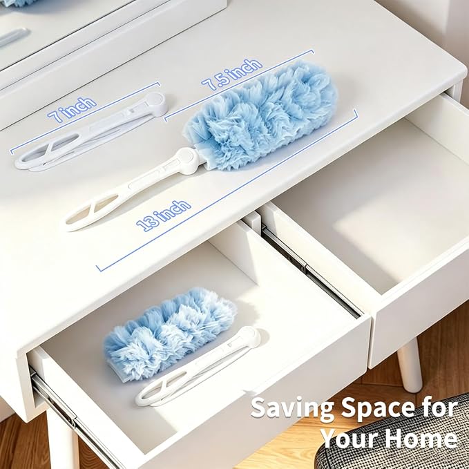 30 Count Blue Duster Kit for Swiffer Heavy Duty Duster Refills with Handle | 2 Sided 360° Heavy Duty Duster, 5X Microfibers, Unscented Disposable Dusters for Cleaning Home, Office, Multi Surface