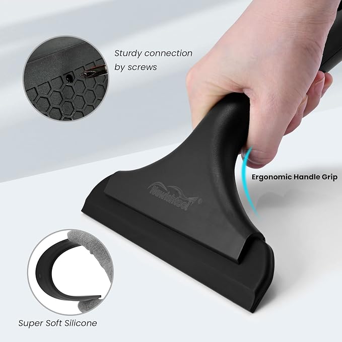 NEWISHTOOL All-Purpose Small Silicone Squeegee Window Tint Tool, 2 Pack | Small Squeegee for Shower Glass Door Mirror Car Windshield Kitchen Countertops Cleaning Water Removal Scraper w/ Hanging Hole