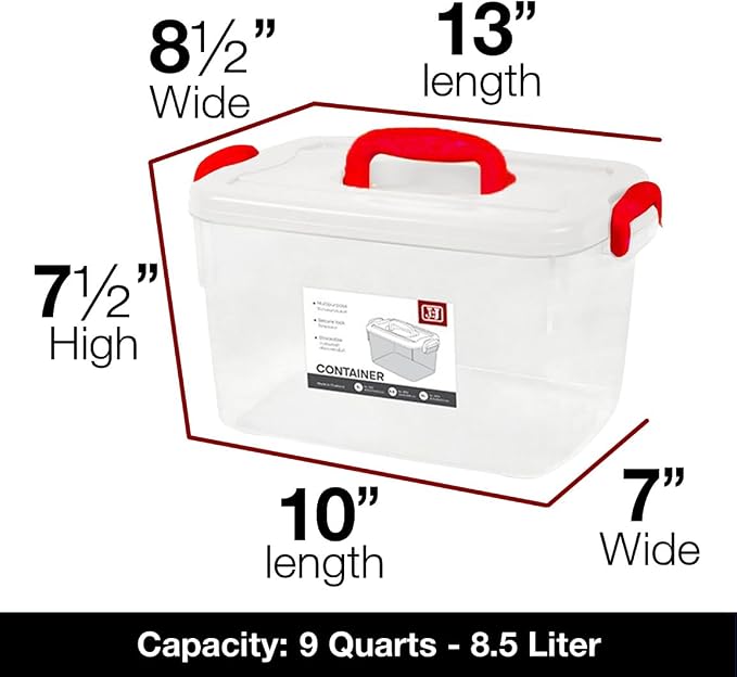Tribello Clear Plastic Storage Bins with Lids and Handle Stackable Storage Bins, 9 Quarts