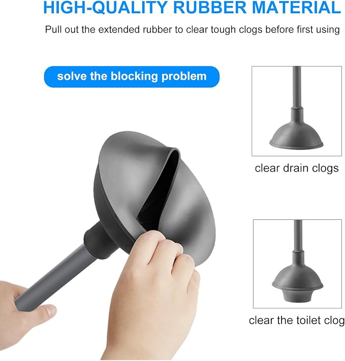 SetSail 3 Packs Toilet Brush and Plunger Set for Bathroom Cleaning, Gray | Semi-Hidden Toilet Plungers Heavy Duty Toilet Bowl Brush and Holder for Bathroom Toilet Plunger and Brush Set with holder