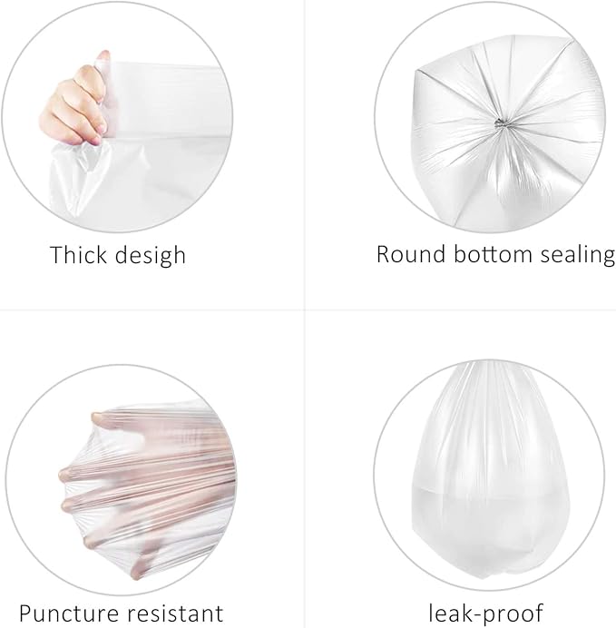 5 Gallon 180 Counts (fit 4.5-5.3 Gal) Small Clear Trash Bags Garbage Bags by RayPard, 18-20 Liter trash Bin Liners for Home Office Kitchen Bathroom Bedroom, 5 Gallon Bucket Liner