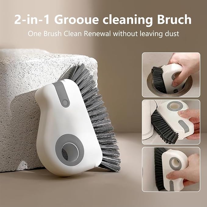 2 in 1 Groove Cleaning Brush, Window Track Cleaning Tools (Orange) | Multifunction Window Track Cleaner with Hard Bristle and Hidden Scraper, Crevice Brush for Sliding Door Track, Window Seal
