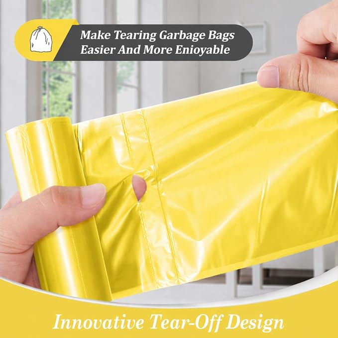 Teivio Small Yellow Trash Bags 4 Gallon 160 Count Kitchen Garbage Bags | Fit 12-15 Liters,3.5,3.8,4,4.5Gal,Multicolor Mini Plastic Waste Basket Bins Can Liners for Bathroom Office Car dog poop bags