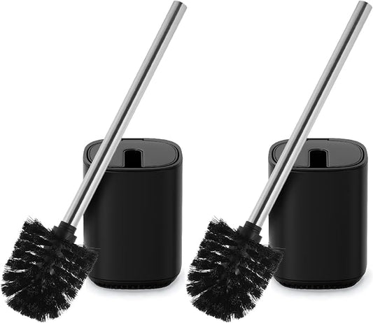 Toilet Brush and Holder Set Toilet Bowl Brush Stainless Steel Automatic Open lid Toilet Bowl Cleaner Brush Set Toilet Scrubber Kit Toilet Cleaning Brush for Bathroom
