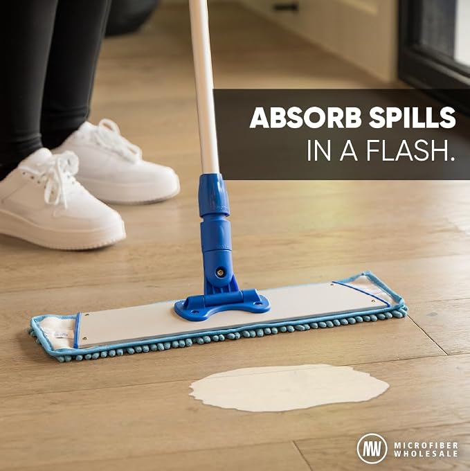 18" Mucho Mop Microfiber System - Mops for Floor Cleaning - Hardwood Floor Mop for Tile, Laminate, Wood, Vinyl Floors | Washable Pads | Dry & Wet Mopping