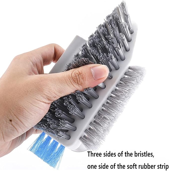 Grout and Corner Scrubber Brush with Scraper Tool 4-in-1, Stiff Bristles Crevice Floor Cleaner for Cleaning Bathroom Kitchen Wall Gap Cleaning Brush