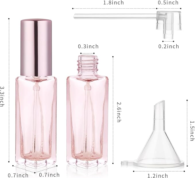4PCS 10 ml Refillable Travel Perfume Bottle Set – Glass Perfume Atomizer and Mini Spray Bottles with Funnels, Portable Leak‑Proof Containers