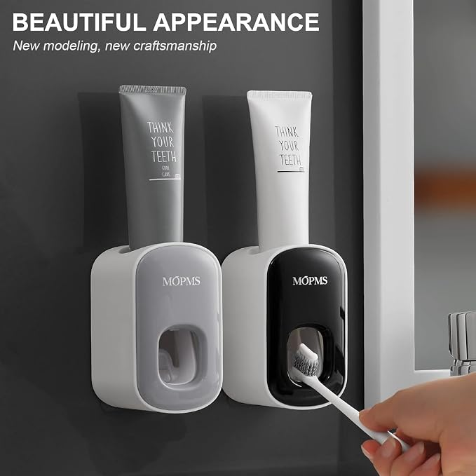 MOPMS Automatic Toothpaste Dispenser Wall Mounted for Kids and Adult 2Pcs | Automatic Toothpaste Squeezer Holder for Bathrooms