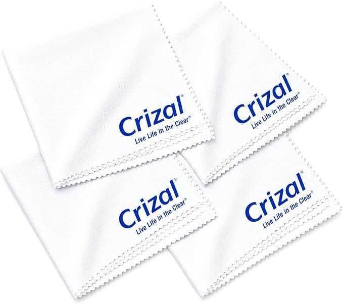 Crizal® Microfiber Eyeglass Cleaning Cloth – Finest Microfiber Cloth Available | Designed & Tested by CRIZAL® | Developed, Trusted and Safe for Advanced AR Lens Coatings | 4 Pack |