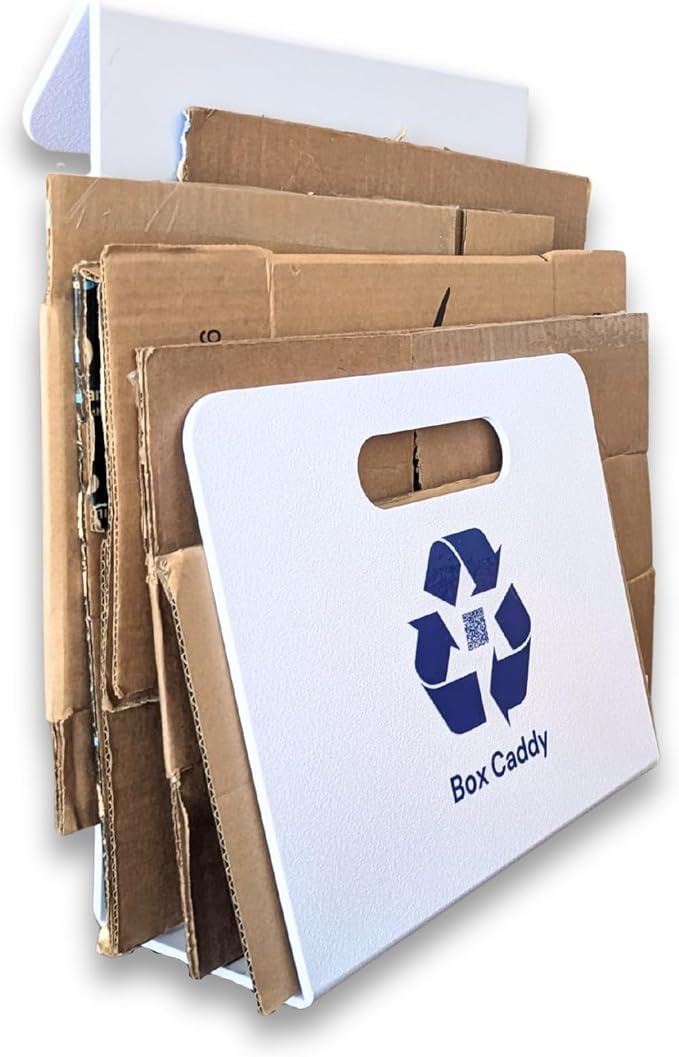 Box Caddy Cardboard Recycling Organizer. Store & Carry boxes. (White) | Eliminates Cardboard Clutter. High Capacity, Durable, Indoor/Outdoor. Home and Business use.