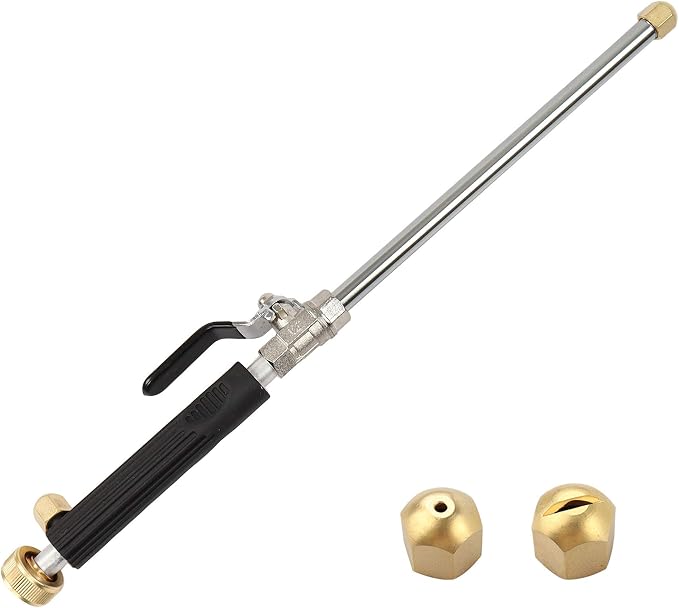 High Pressure Power Washer wand, Hydro Jet Water Hose Nozzle,Watering Sprayer Cleaning Tool, Wand Lance for Gutter Patio Car Pet Window Glass Black | Cleaning Tool Wand Lance for Gutter Patio Car Pet Window Glass