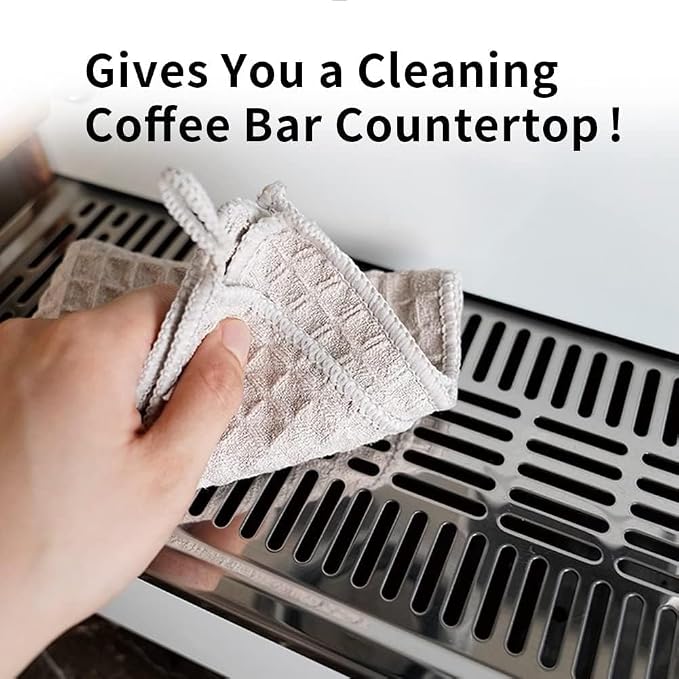 watchget 4 Pack Microfiber Espresso Barista Cleaning Towels, Dark Grey | Professional 12"x12" Lint-free Rags; Highly Absorbent Cleaning Towels for Espresso Steam Wands & Coffee Bar Counters