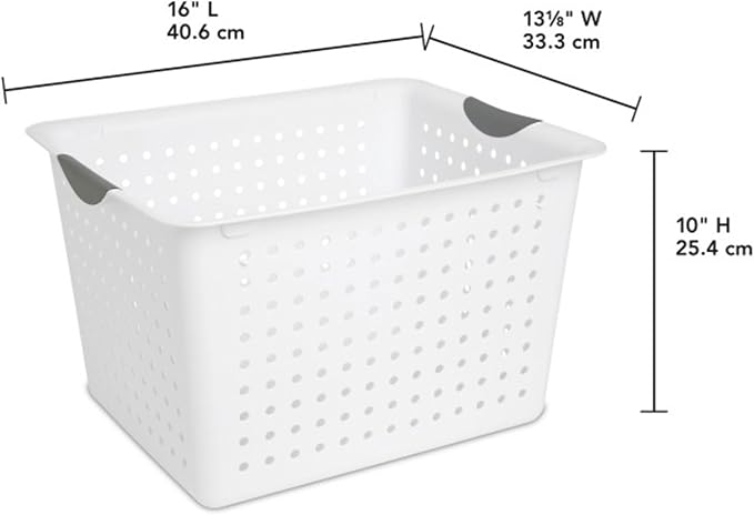 Sterilite Deep Ultra Basket, Open Top Plastic Storage Organizer, 24-Pack | Large Open Containers and Bins for Pantry Shelves, Kitchen Cabinets, Laundry, Closets, Dorm Rooms, Classrooms & Bathrooms
