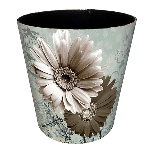 10L/2.64 Gallon PU Leather Trash Can Decorative Waterproof Wastebasket Paper Basket Garbage Bin for Home Office Bathroom