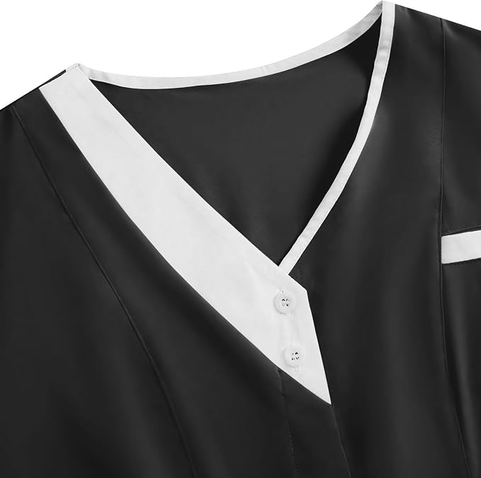 2026 Housekeeping Uniform Cleaning Uniforms - Button V Neck Top & Pants with Multi Pockets - Scrubs for Women