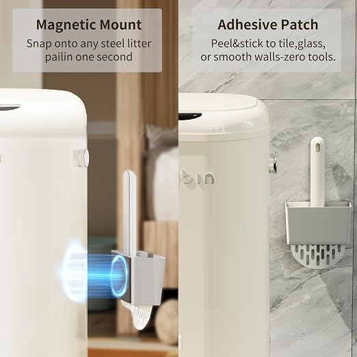 MRBIN Cat Litter Trash can Adsorption Metal, 30L / 7.9gal Automatic Absorbing Bag Diaper Pail, Garbage Bin with Wheels, cat Poop Odor Control Litter Box, Motion Sensor