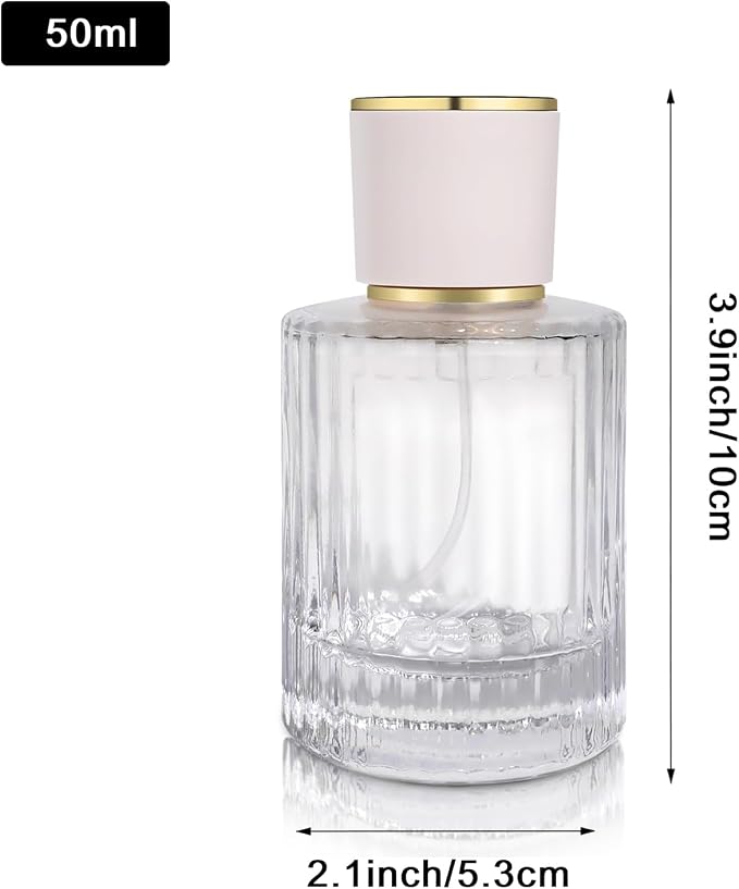 50ml/1.7 Oz Glass Perfume Spray Bottle Empty Perfume Atomizer | Refillable Perfume Cologne Spray Bottle Fine Mist with 3 Kinds of Perfume Dispenser