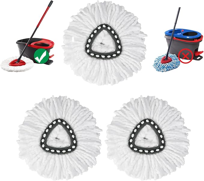 3 Pack Spin Mop Replacement Heads,100% Microfiber Mop Head,Deep Cleaning | Mop Heads Replacements Compatible with Cedar,360°Mop Replace Head for Floor Cleaning,Machine Washable & No Shedding
