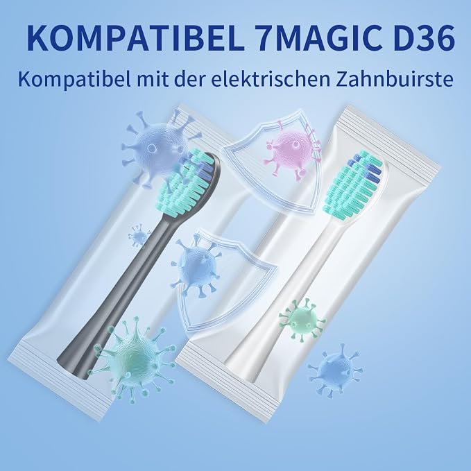 Replacement Toothbrush Heads for 7MAGIC Sonic Electric Toothbrush, Medium Soft Bristles Brush Heads Compatible with 7MAGIC D36 Toothbrush, 5 Pack (White)