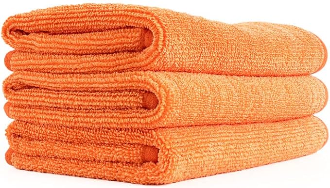 The Rag Company - Premium FTW Microfiber Cleaning Towels for Glass, Windows, Mirrors, Polished Surfaces - Streak-Free, Scratchless, 16" x16”, Orange, 3-Pack