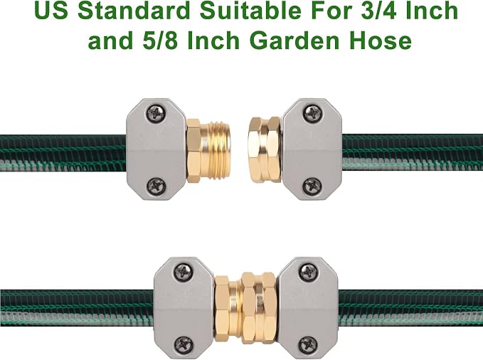 Hose repair kit,（3 Sets）garden hose repair Fittings Aluminum Female and Male With Zinc Clamp Water Hose End Repair Connector Fit 3/4 Inch And 5/8 Inch Garden Hose，garden hose repair kit (Pack of 2)