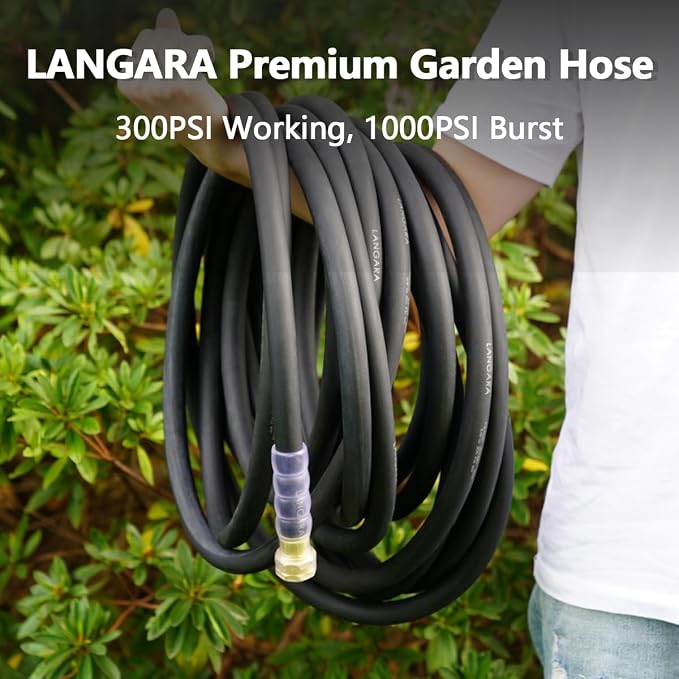 Heavy Duty Premium Garden Hose 3ft x 5/8", 300PSI Working, 1000PSI Burst, Hybrid Rubber Water Hose with Transparent Swivel Handle - Hot/Cold Water - Five Layered Braiding with Brass fittings (Black)
