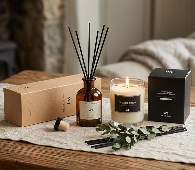 Eucalyptus & Mint Scent Reed Diffuser Set for Bathroom Room Decor | Air Fresheners Oil Diffuser Sticks With Flower | 4.0 fl oz Home Fragrance With Sticks Defusers For House Bedroom Office Shelf