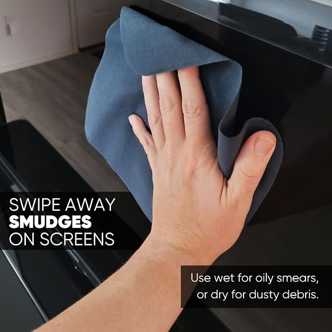 Premium Lens Screen Cleaning Cloth by Microfiber Wholesale | Black | 8”x8” | 10pk | Soft Microfiber Suede | Compact Size Reusable | No Lint Scratch-Free Durable | Lenses Screens iPads