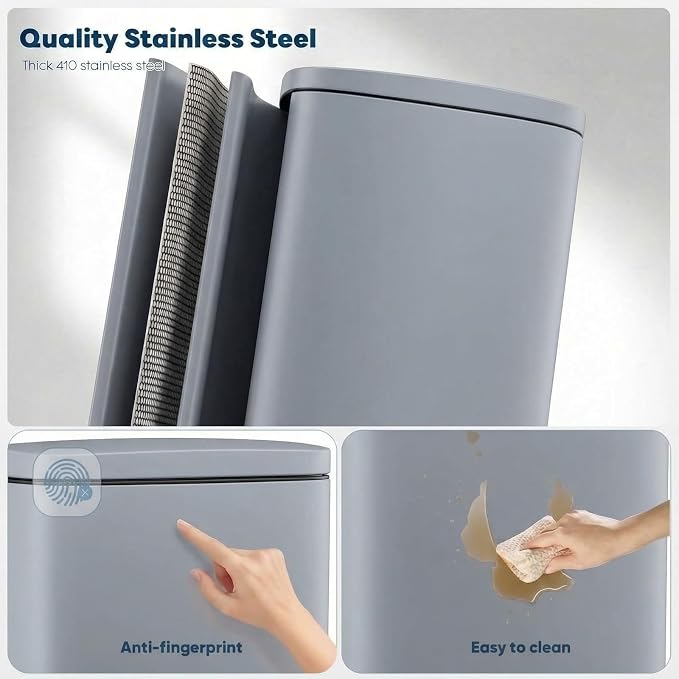 13.2 Gal Kitchen Trash Can, 50L Recycling or Garbage Bin,with Step-On Pedal | Brushed Stainless Steel Waste Basket, Soft&Quiet Close Dustbin, Removable Inner Bucket, for Home, Office, LIving Room