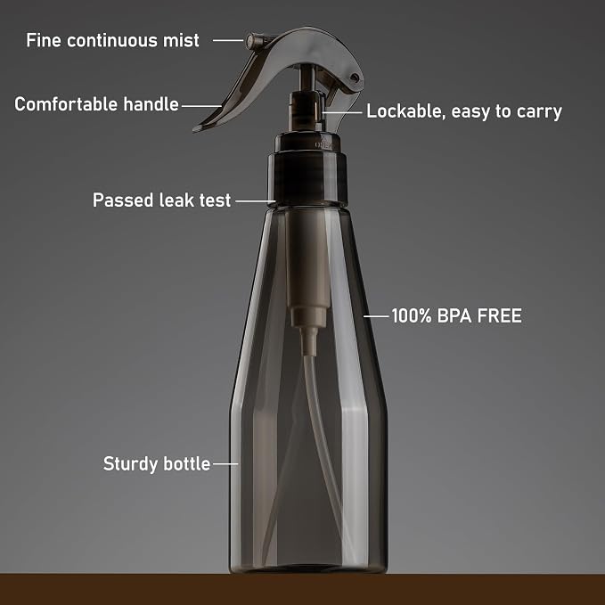 Continuous Spray Bottle for Hair 10oz, Ultra Fine Water Spray Bottles for Cleaning, Plant, Pets (Plastic, 300ml)