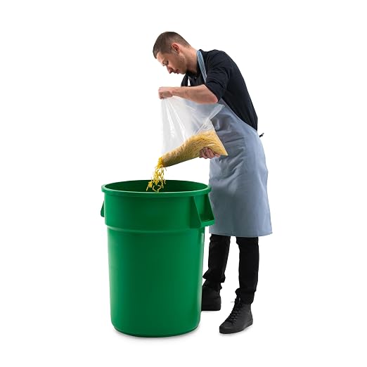 PRO&Family 32 Gallon Green Round Commercial Trash Can/Ingredient Bin Recycling Bin Kitchen Garbage Can Office Garbage Can Trash Barrel Plastic Barrel Yard Waste Bin Outdoor Trashcan
