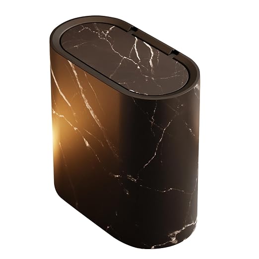Slim Trash Can with Lid, 2.6 Gallons / 12 Liter Compact Plastic Small Slim Garbage Can with Lid,Easy to Clean Durable Trash Bin for Bedroom,Bathroom,Kitchen,Compact Spaces,Office,Dorms