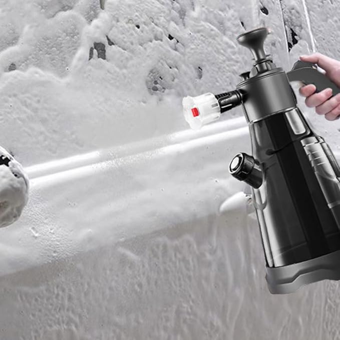 Handheld Pressurized Sprayer Bottle 2300ml Pp Black for Car Washing | High-pressure Water Flow, Versatile Use for Gardening, Sturdy Pp Build