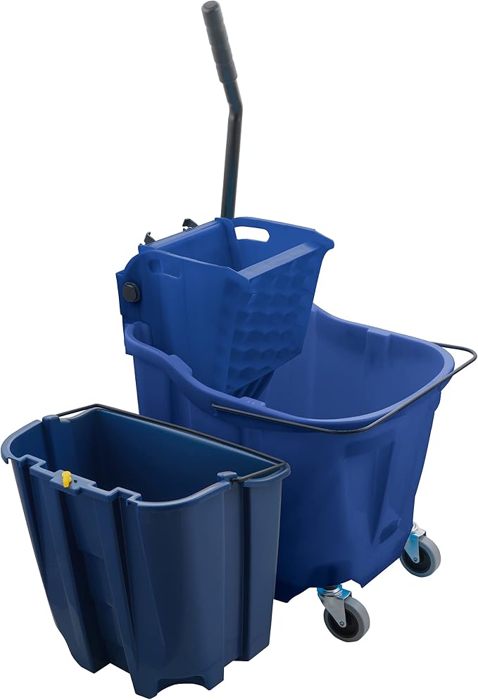 SPARTA 35 Qt Mop Bucket System with Wringer and Insert, Blue | OmniFit, Polypropylene, 200,000-Cycle Wringer, Clean and Soiled Water Separation, Non-Marking Swivel Casters