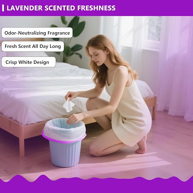 4 Gallon Trash Bags Lavender Scented 1.2Mil Small Drawstring Bag 170 Ct | Wastebasket Mini Garbage Bags, Febreze Beachside Breeze Odor Resistant Kitchen Trash Can Liners for Bathroom, Bedroom, Office