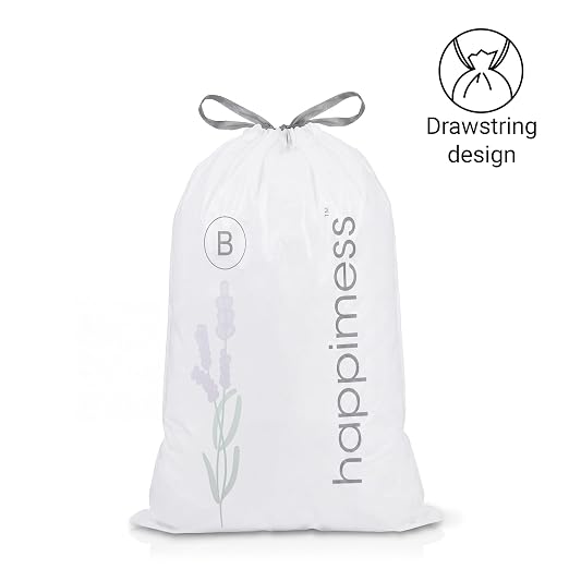 happimess 20-Count Lavender Scented 5.3 Gal Trash Bags, White, Pack of 2 | Kitchen Can Liners, Drawstring, Heavy Duty MDPE Plastic, Tear-Resistant, Recyclable, Custom Fit, Odor Control