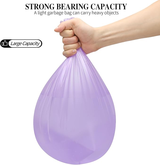 5 Rolls Small Trash Bags - 100 Counts 4 Gallon Small Garbage Bags (Purple) | Durable for home office kitchen Bathroom Bedroom Trash Can liners