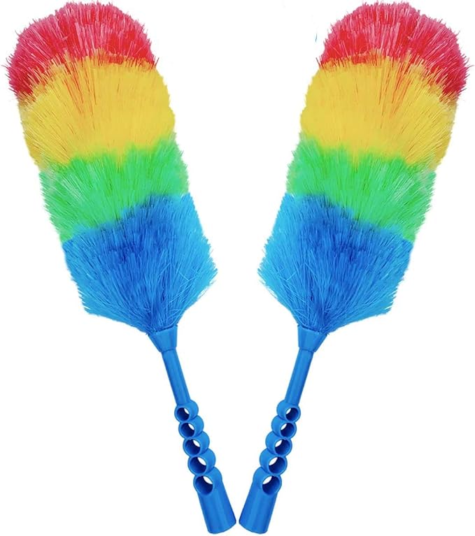 2 Pack Upgrade 19” Static Duster Beandable and Washable - More Fibers Bigger Head Less Loss of Fiber Duster