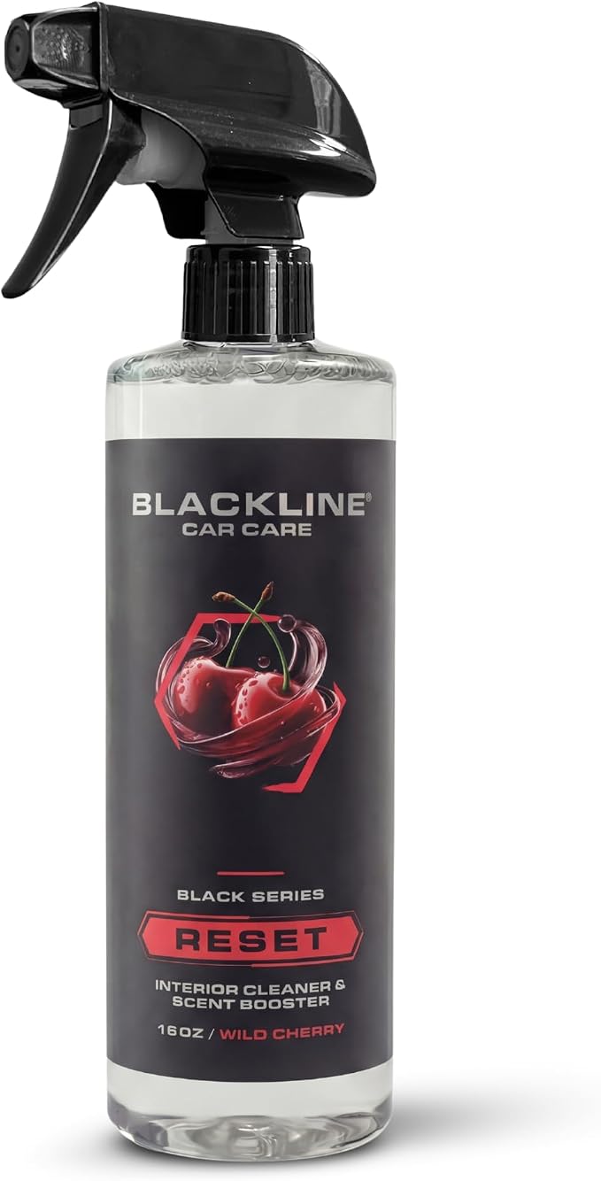Blackline Reset Interior Car Cleaner & Deodorizer Spray - Wild Cherry | pH-neutral high-foam formula deep-cleans & deodorizes leather, vinyl, carpet & plastic. Long-lasting scent, zero residue