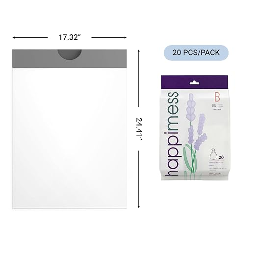 happimess 20-Count Lavender Scented 5.3 Gal Trash Bags, White, Pack of 6 | Kitchen Can Liners, Drawstring, Heavy Duty MDPE Plastic, Tear-Resistant, Recyclable, Custom Fit, Odor Control