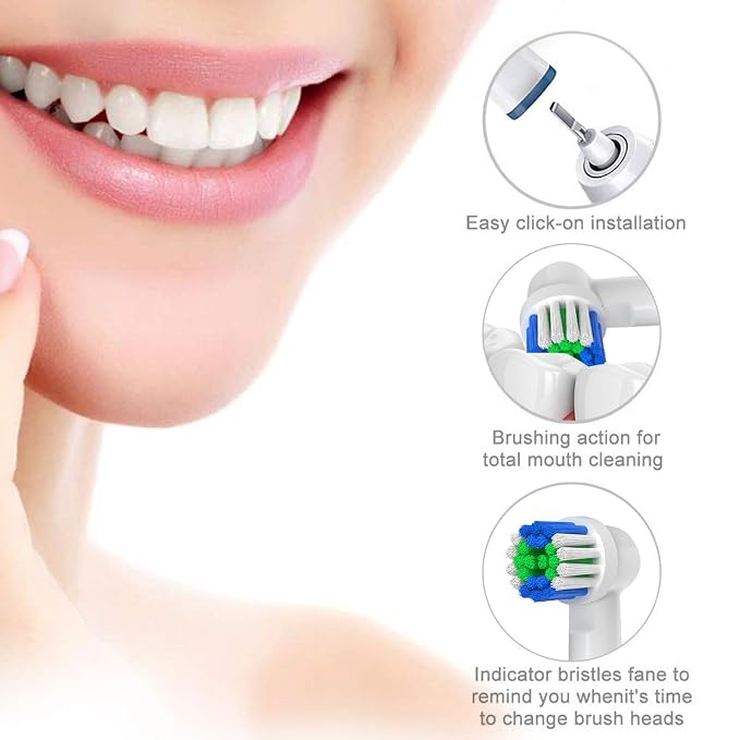 Replacement Toothbrush Heads Compatible with Oral-B Braun, 16 Pcs Professional Electric Toothbrush Heads Brush Heads for Oral B Replacement Heads Refill Pro 500/1000/1500/3000/3757/5000/7000/7500/8000