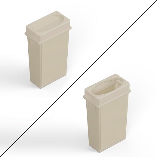23 Gallon Beige Rectangular Slim Trash Can with Drop Shot Lid | Great for Home, Commercial, or Restaurant Use.