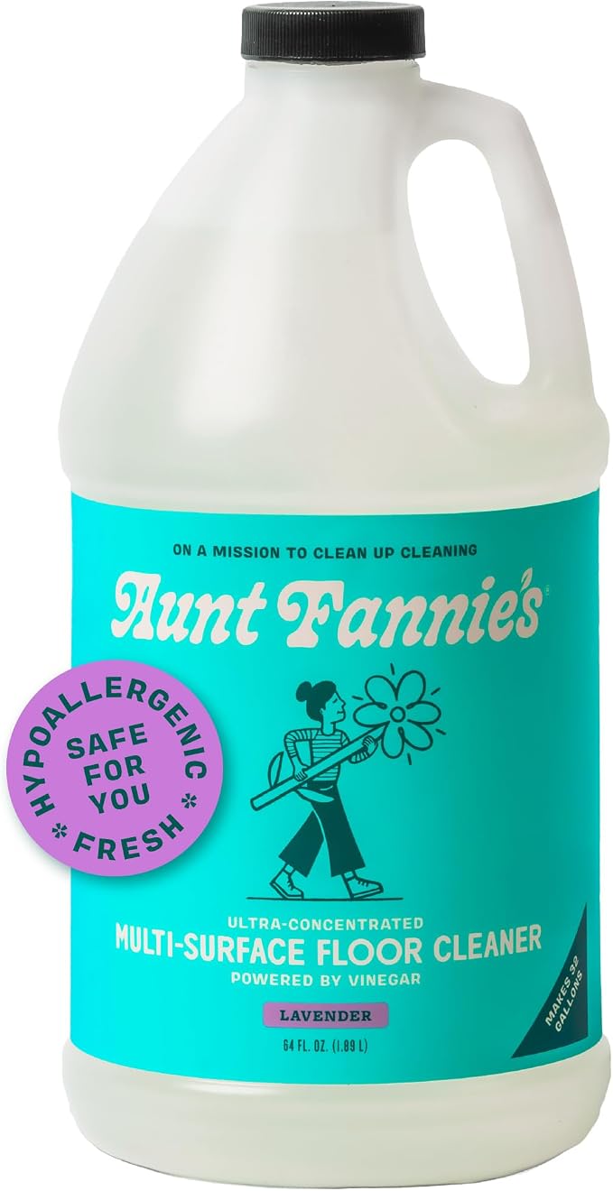 Aunt Fannie's Ultra Concentrated Vinegar Floor Cleaner, Lavender, 64 oz | Makes Up to 32 Gallons, No Rinsing, Safe for Sealed Tile Vinyl Hardwood Laminate & Linoleum, Kid and Pet Safe, Made in USA