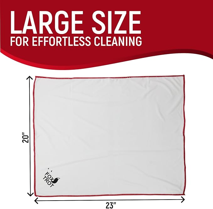 Fox Trot Large Microfiber Polishing Cloths (2 Pack White | Gray) | Streak Free, Lint Free Shine and Clarity for Wine Glasses, Stemware and More