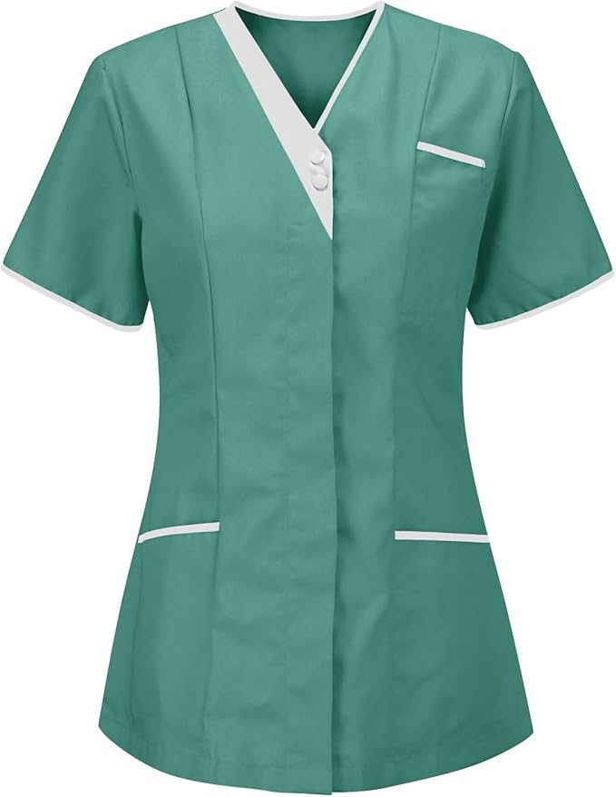 Lightweight Nursing Scrubs for Women Housekeeping Uniforms for Women Short Sleeve Scrub Tops Cleaning Uniform