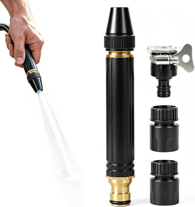 Heavy Duty Hose Nozzle, Adjustable water High Pressure Water Hose Nozzle | US Standard 3/4"with metal material leak-proof Garden Hose Sprayer, Car Wash, Lawn, Garden Watering, Patio Cleaning