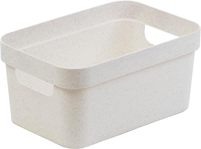 BINO | Plastic Storage Bins, 4 Liter - 4 Pack, Natural White | THE MODERN COLLECTION | Plastic Bins for Organization | Woven Storage Baskets for Organizing Pantry Shelf Organizer Basket Container Bin
