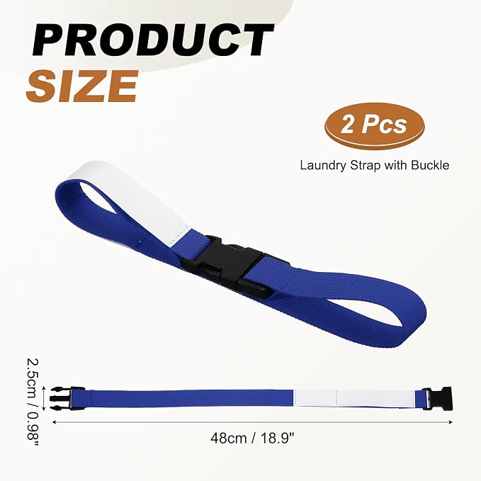 uxcell 4 Pcs Laundry Strap with Buckle, Multipurpose Laundry Strap Replacement Wash Care Utility Household Cleaning Loop Athletics Accessories Tools Storage, Dark Blue
