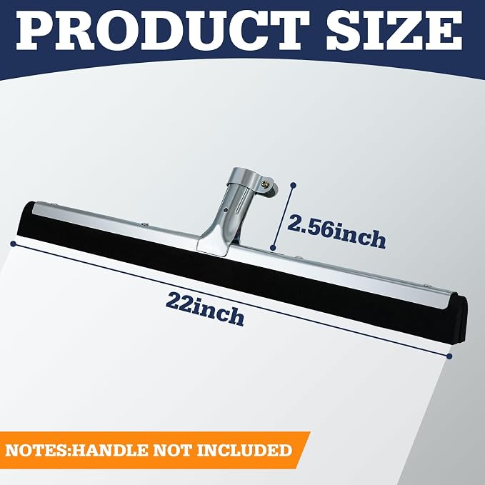 Lasnten 4 Pcs Double Foam Floor Squeegee for Concrete 22 Inch Industrial Floor Scrubber Stainless Steel Cleaning Squeegee with Rubber Heavy Duty Broom EVA Foam Blade for Garage Window Pool