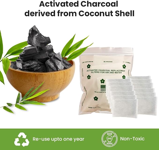 Green Piece® Pack of 12 +1 - Compatible with Diaper Genie - All Natural Baby Diaper Pail Deodorizer - Overstuffed - Activated Charcoal Air Purifier - * Made by Green Piece in the USA *
